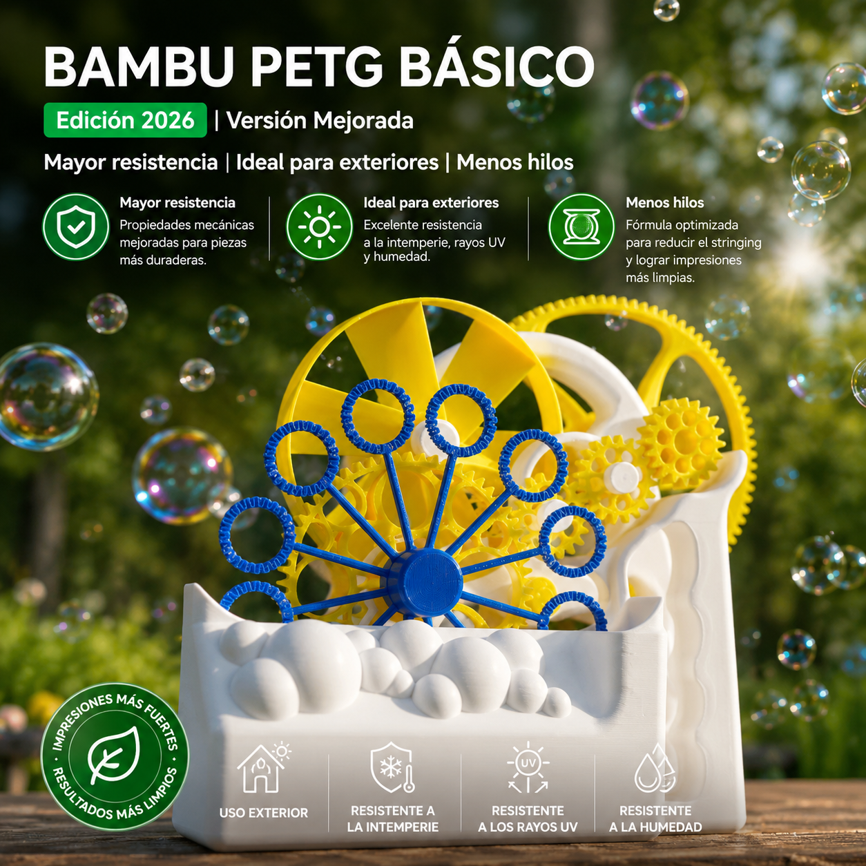 Filamento Bambu PETG Basic 1.75 mm 1 kg - Alta Resistencia y Excelente Calidad de Impresión