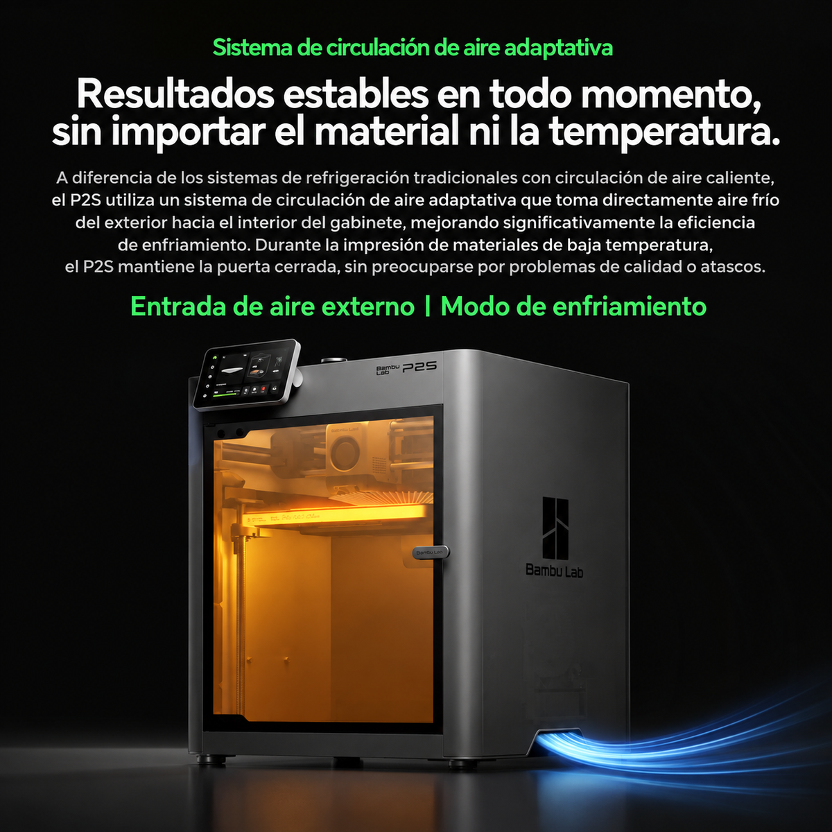Bambu Lab P2S – Impresora 3D Inteligente con IA, Control de Flujo y Cámara de 50 °C